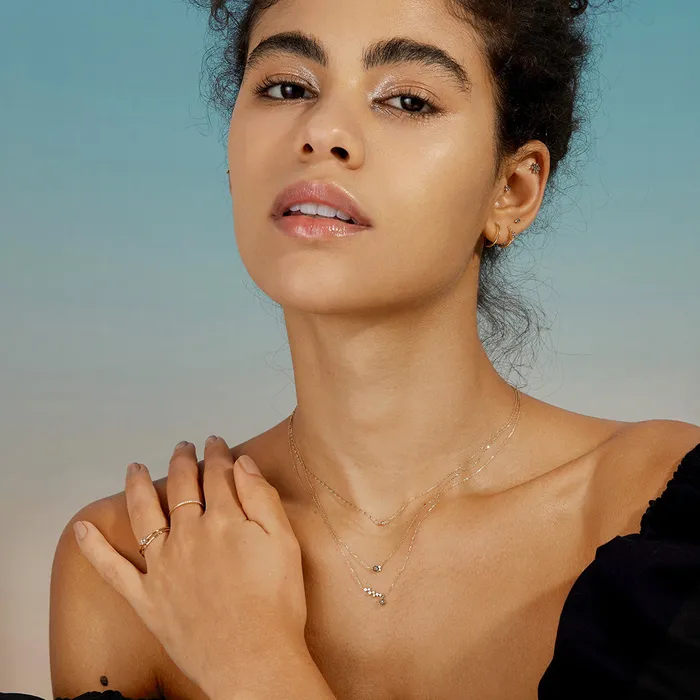 AURELIE GI Necklaces GENISIS Grey Diamond and White Sapphire Constellation Necklace
