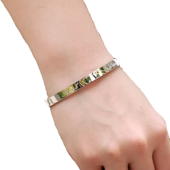 Bracelets Yellow Chimes Yellow Chimes Real Love Engraved Heart Bracelet for Girls and Womens