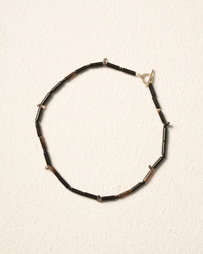 Necklaces CUN Mokh Coffee Agate Beaded Necklace