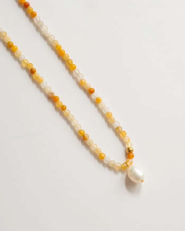 Necklaces Miel Yellow Nephrite Beaded Necklace CUN