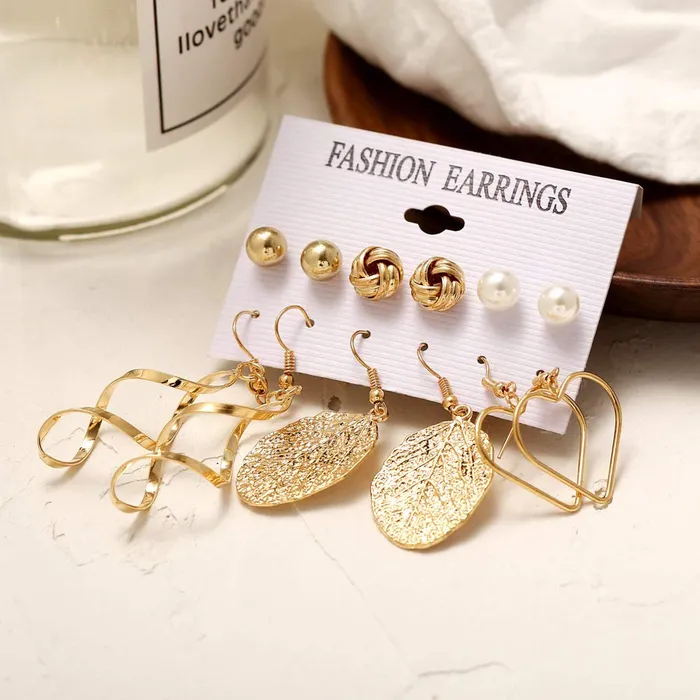 Necklaces Yellow Chimes Yellow Chimes 6 and 9 Pairs Assorted Multiple Stud Earrings Big Hoop Tassel Drop Pearl Earrings for Women and Girls 6 Pairs Tassel