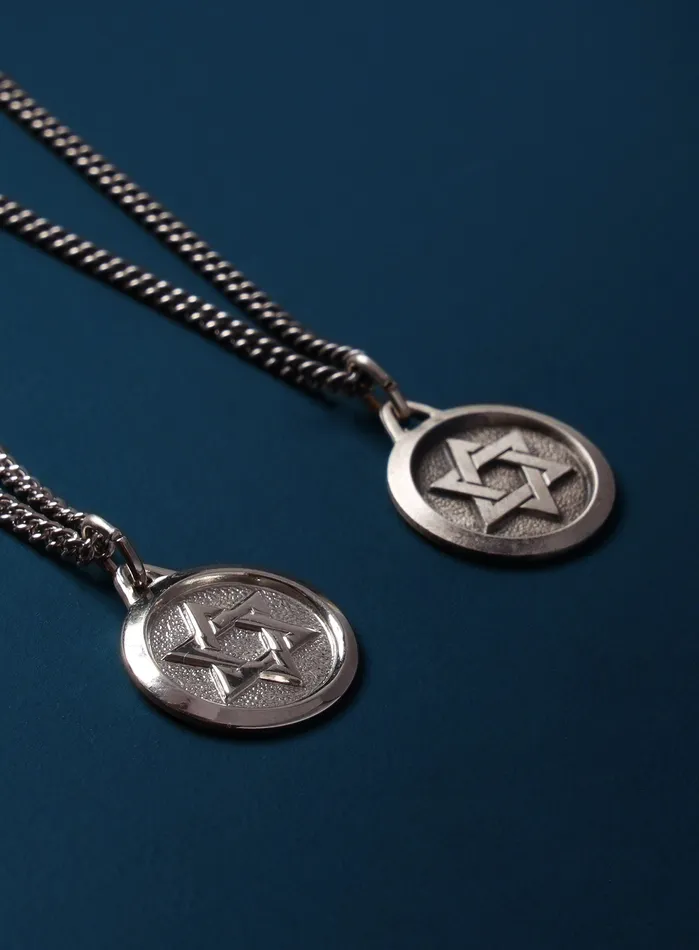 WE ARE ALL SMITH Necklaces Sterling Silver Star of David Round Medal Necklace for Men
