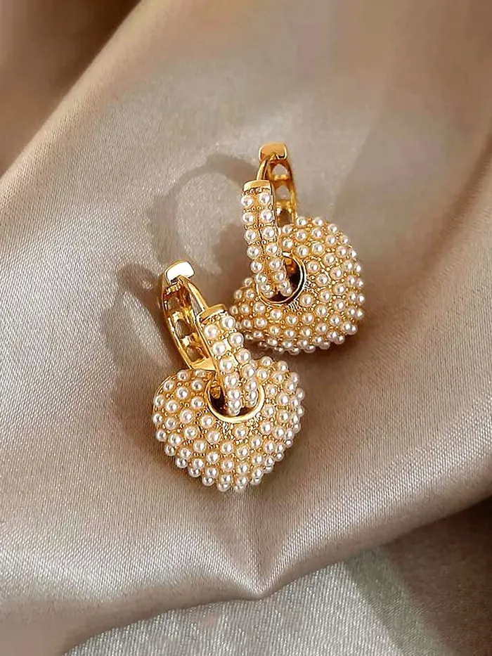 Yellow Chimes Bracelets Yellow Chimes Earrings For Women Gold Tone Crystal Studded Round Hoop With Heart Charm Hanging Drop Earrings For Women and Girls
