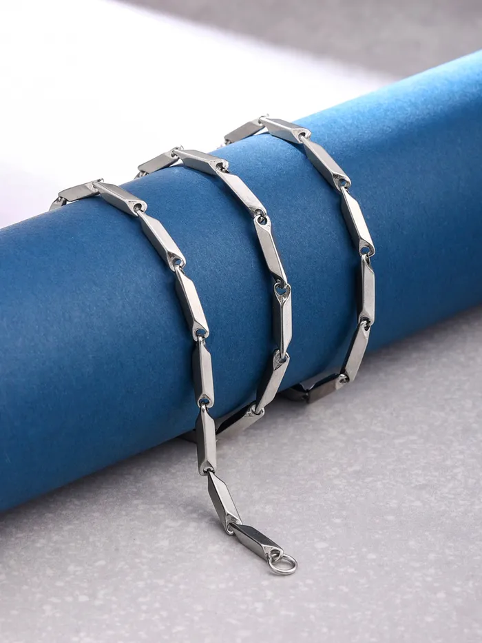 Yellow Chimes Chain for Men and Boys Silver Chain Men Rice Neck Chain for Men Stainless Steel Chains for Men Birthday Gift for Men Boys Anniversary Gift for Husband Yellow Chimes Necklaces