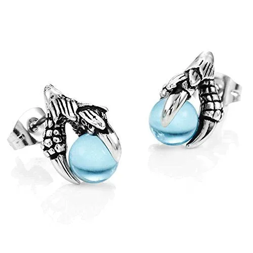 Yellow Chimes Eagle Paw with Crystal Ball 316L Stainless Steel Silver Earrings for Men and Boys Yellow Chimes Necklaces