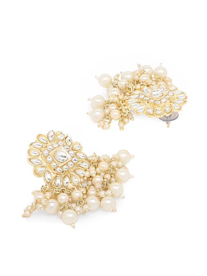 Yellow Chimes Jewellery Set for Women Kundan Traditional White Beads Choker Necklace Set with Earrings for Women and Girls Yellow Chimes Necklaces