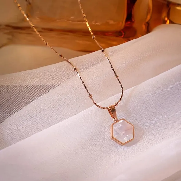 Yellow Chimes Necklaces Yellow Chimes Chian Pendant for Women Rose GoldPlated Stainless Steel White Charm Chain Pendant Necklace For Women and Girls