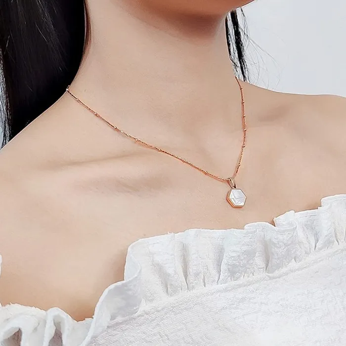 Yellow Chimes Necklaces Yellow Chimes Chian Pendant for Women Rose GoldPlated Stainless Steel White Charm Chain Pendant Necklace For Women and Girls