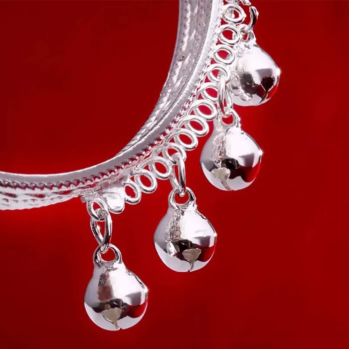 Yellow Chimes Necklaces Yellow Chimes Classic Design Silver Tone Jingle Bells Silver Plated Open Cuff Bracelet For Women and Girls