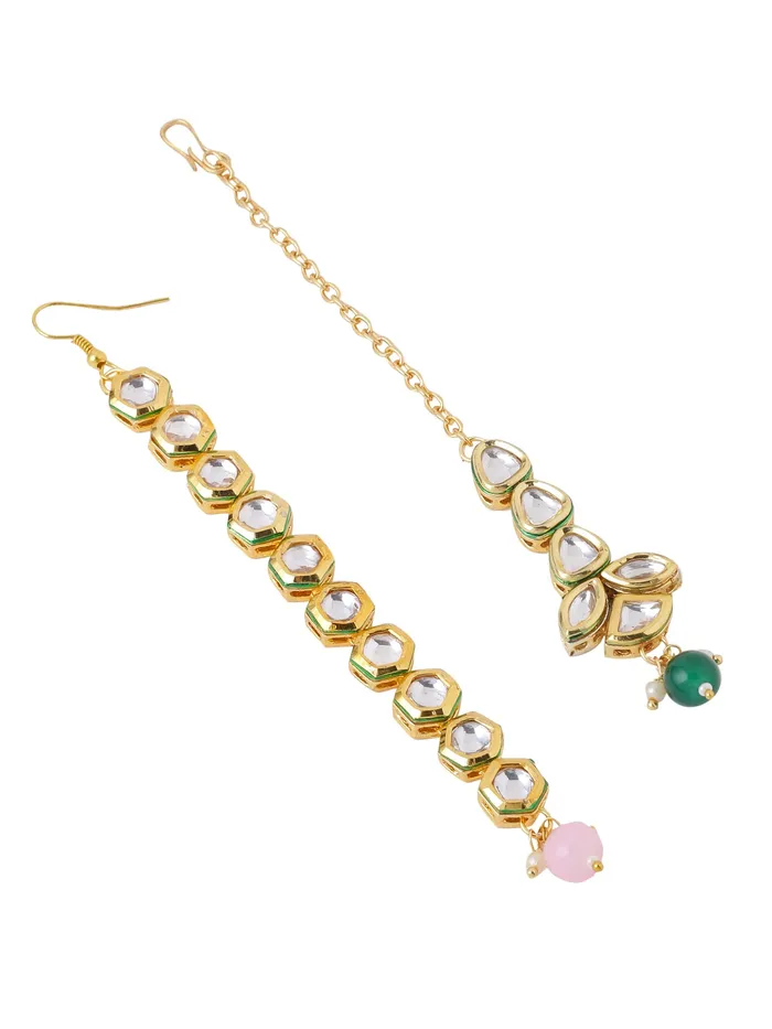 Yellow Chimes Necklaces Yellow Chimes Designer CZ Victorian 2 Pc Gold Plated Traditional Bangles Set for Women