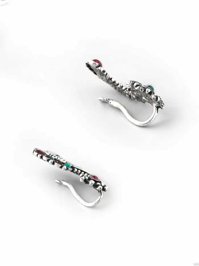 Yellow Chimes Necklaces Yellow Chimes Oxidised Nose Pin Nath for Women 2 Pcs Combo Authentic Kolhapuri Worked Maharasthrian NonPiercing Nath for Women and Girls