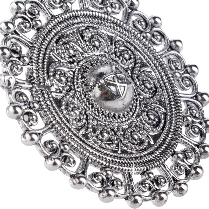 Yellow Chimes Necklaces Yellow Chimes Rings for Women Silver Oxidised Stone Studded 3 Pcs Combo of Adjustable Ring with Big Charm for Women and Girls