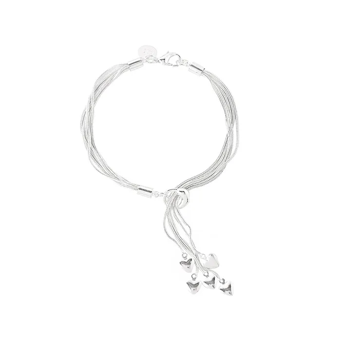 Yellow Chimes Necklaces Yellow Chimes Silver Earrings Bracelet Set for Women Hanging Love Heart Charm Bracelet Silver Plated Tassel Earrings Bracelet Set for Women and Girls