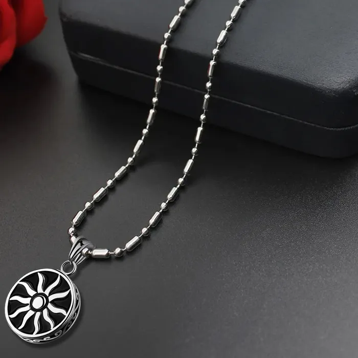 Yellow Chimes Pendant for Men and Boys Silver Pendants For Men Stainless Steel Black Pendant Chain for Men Birthday Gift for Men and Boys Anniversary Gift for Husband Yellow Chimes Necklaces