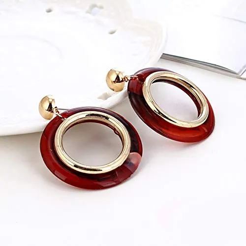 Yellow Chimes Western Party Ware Resin Dropping Circle Earring Resin Drop Earring for Women and Girls Yellow Chimes Necklaces