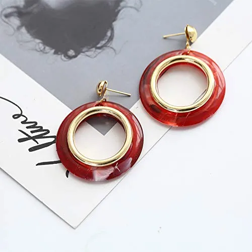 Yellow Chimes Western Party Ware Resin Dropping Circle Earring Resin Drop Earring for Women and Girls Yellow Chimes Necklaces
